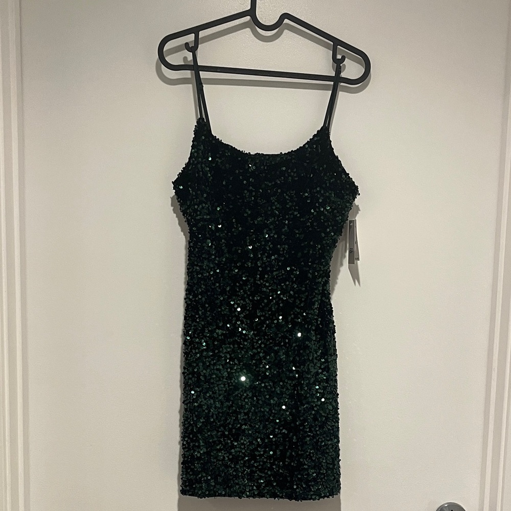 BP Sparkling Dark Green Sequin Mini Dress